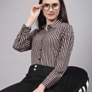 Style Quotient Striped Smart Regular Fit Opaque Formal Shirt