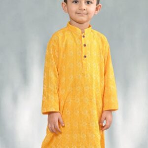 Sangria Boys Yellow Striped Kurta