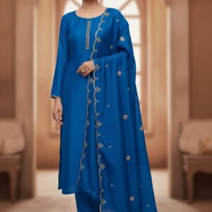 NEEL ETHNICS Women Chanderi Silk Kurti with Trousers & With Dupatta