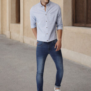 Mast & Harbour Men Blue & White Slim Fit Striped Casual Shirt