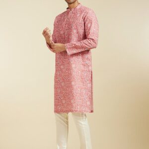 Diwas by Manyavar Geometric Printed Mandarin Collar Straight Kurta