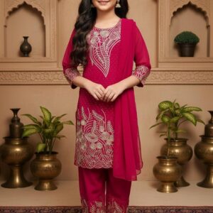 Sangria Embroidered Round Neck Kurta Sets