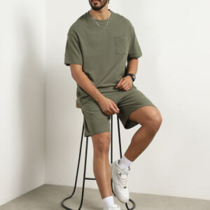 NOBERO Oversized Textured T-shirt and shorts Co-ord Set