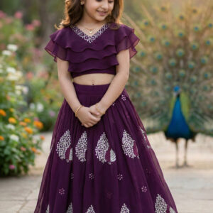 KALINI Girls Embellished Sequinned Ready to Wear Lehenga & Choli